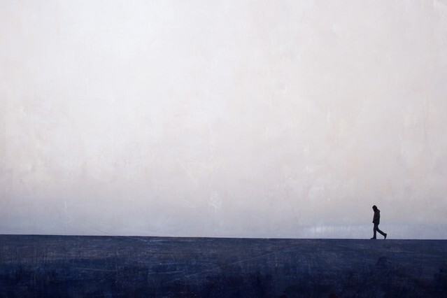 man walking on the horizon